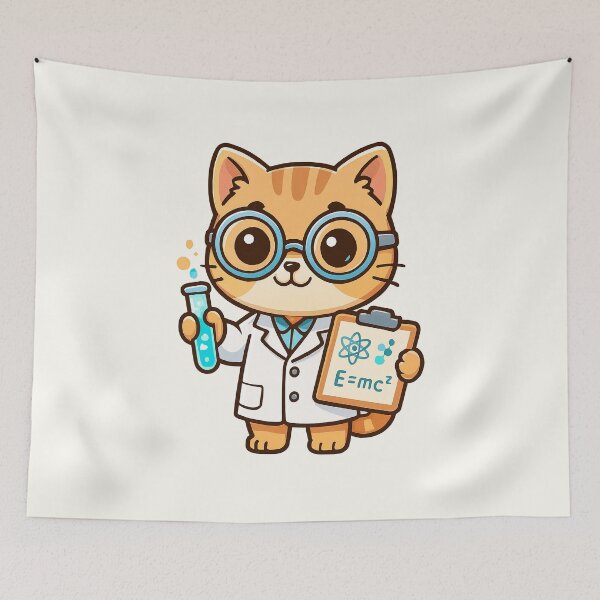 Item preview, Cute Scientist Cat Cartoon designed and sold by HoopeStylee.