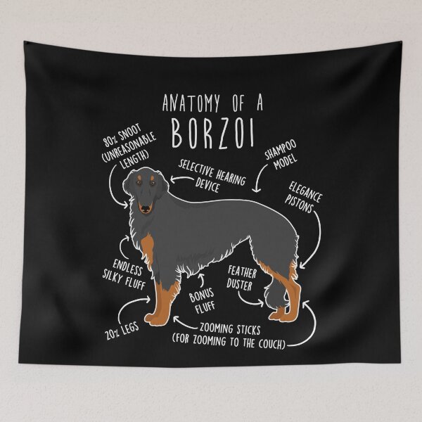 Item preview, Black and Tan Borzoi Dog Anatomy designed and sold by Clara Hollins.