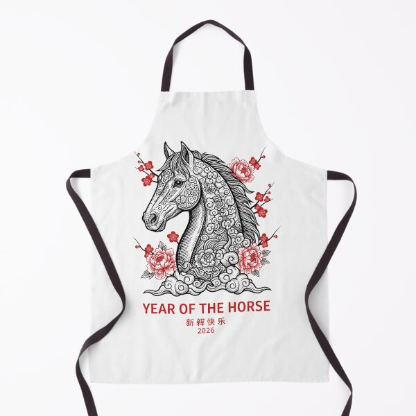 Item preview, 2026 Year of the Horse – Elegant Black & White Chinese Zodiac Floral Art designed and sold by C3J7.