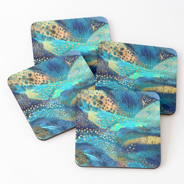 Item preview, Deep Blue, Aqua, And Golden Hues Fantasy Abstract  designed and sold by DEC02.