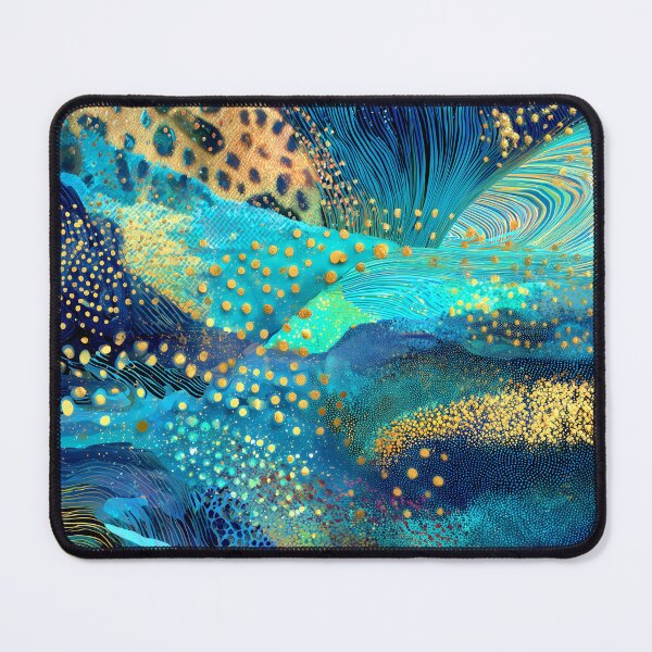 Item preview, Deep Blue, Aqua, And Golden Hues Fantasy Abstract designed and sold by DEC02.