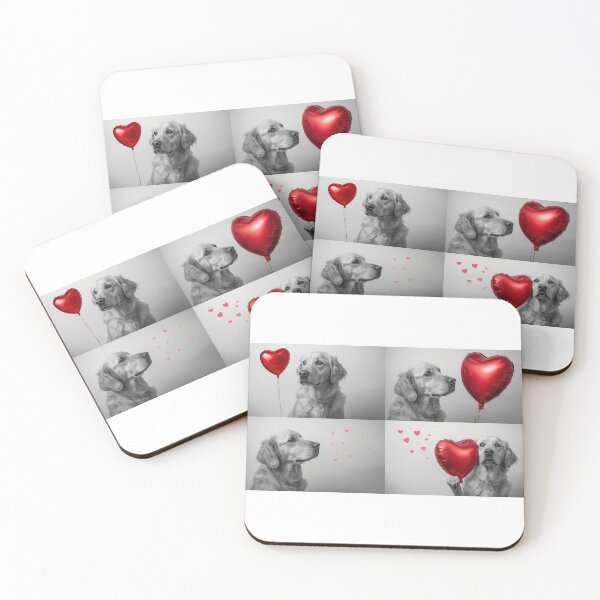 Item preview, Golden Retriever Love At First Sight Valentine - Puppy Love Heart Balloon designed and sold by QuikFun.