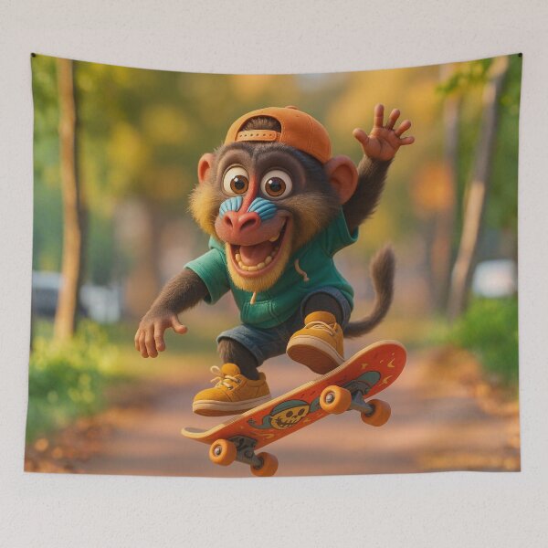 Artikelvorschau, Skater Mandrill Affe entworfen und verkauft von Sillytoe.