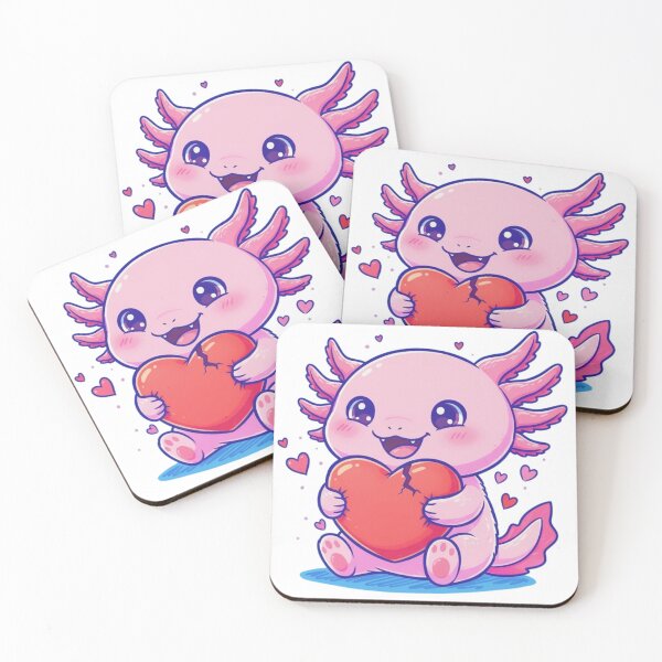 Item preview, ​Kawaii Axolotl Holding Broken Heart – Cute Pink Salamander Art designed and sold by Tw1nsAIArt.