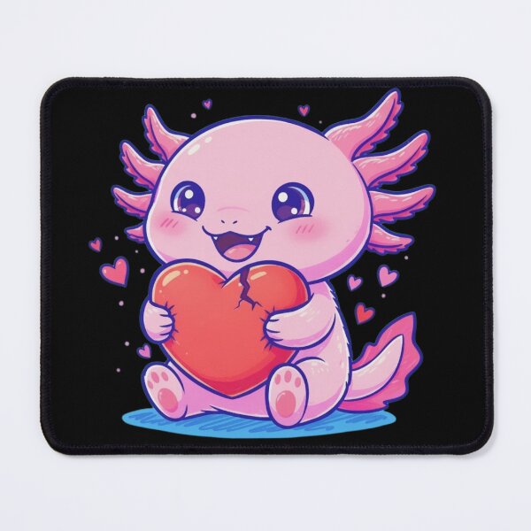 Item preview, Kawaii Axolotl Holding Broken Heart – Cute Pink Salamander Art designed and sold by Tw1nsAIArt.