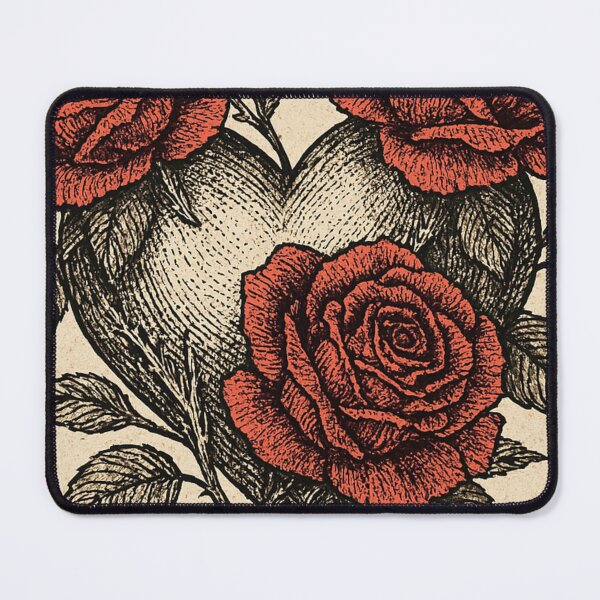 Item preview, Roses Heart Vintage Engraving Tattoo Art designed and sold by Lyvion design.