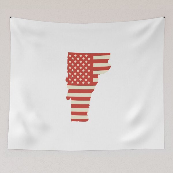 Item preview, Vermont USA Flag Silhouette – Stars and Stripes State Outline designed and sold by Paper Drip.