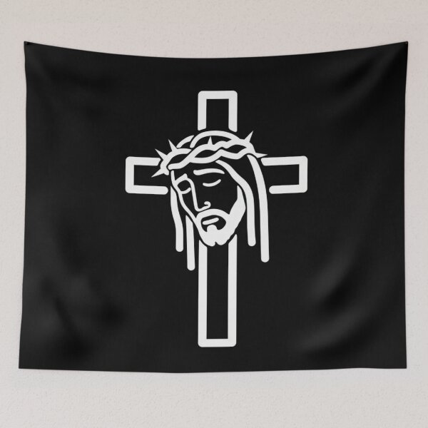 Item preview, Minimalist Crucifix Line Art: Suffering Christ on Cross – Modern Christian Decor designed and sold by Design_Your_Day.