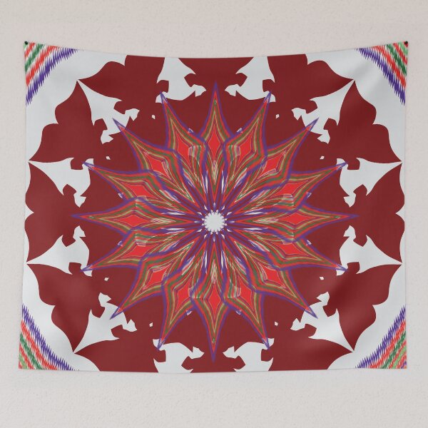 Item preview, : Red Floral Geometric Mandala Pattern designed and sold by OIL Pattern Design .
