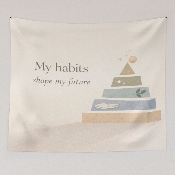 Item preview, Habit Pyramid – Motivational Quote with Growth Symbols designed and sold by Cristhian Almanza.