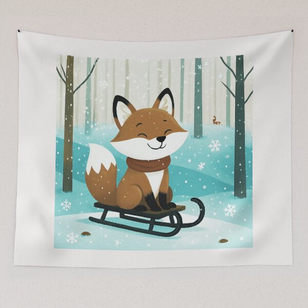 Item preview, A Fox on a Snow Slide.r. designed and sold by Zofia Sosnecka.