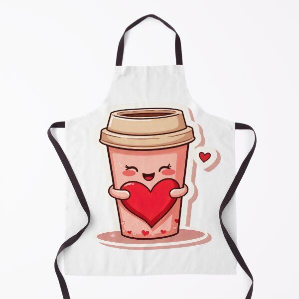 Item preview, Cute cartoon coffee cup holds a red heart in a simple design with a light background and small hearts around it designed and sold by SpaceartLilu.