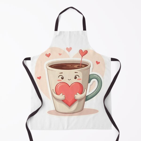Item preview, Copy of Cute cartoon coffee cup holds a red heart in a simple design with a light background and small hearts around it designed and sold by SpaceartLilu.