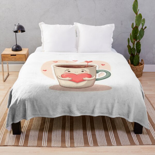 Item preview, Copy of Cute cartoon coffee cup holds a red heart in a simple design with a light background and small hearts around it designed and sold by SpaceartLilu.