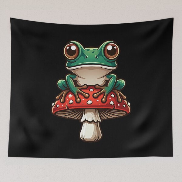 Item preview, Frog sitting on a fly agaric mushroom designed and sold by ReneMM.