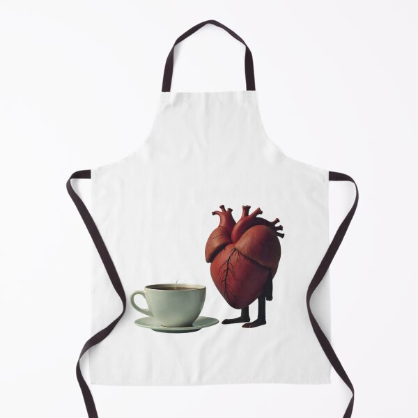 Item preview, Heart character stands next to a steaming cup on a simple table designed and sold by SpaceartLilu.