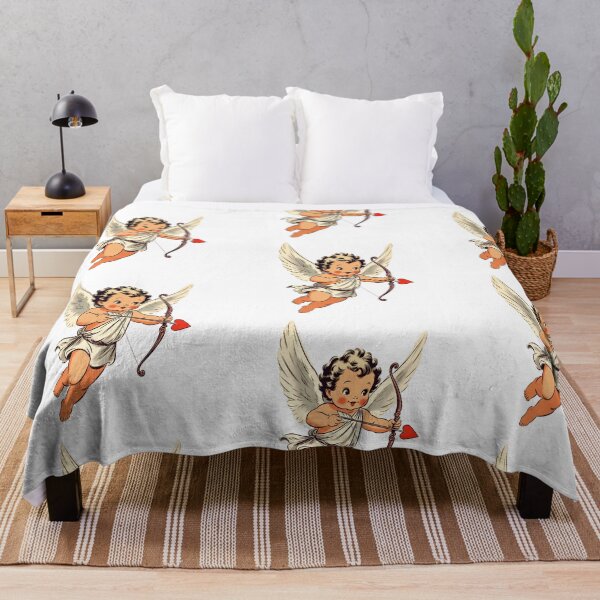 Item preview, Cute flying baby with wings holding arrows and hearts in a colorful background designed and sold by SpaceartLilu.