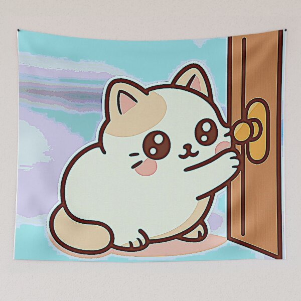Item preview, Kawaii Cat Loaf Pulling the Door – Cute Sticker Design designed and sold by LuxuryApparels.