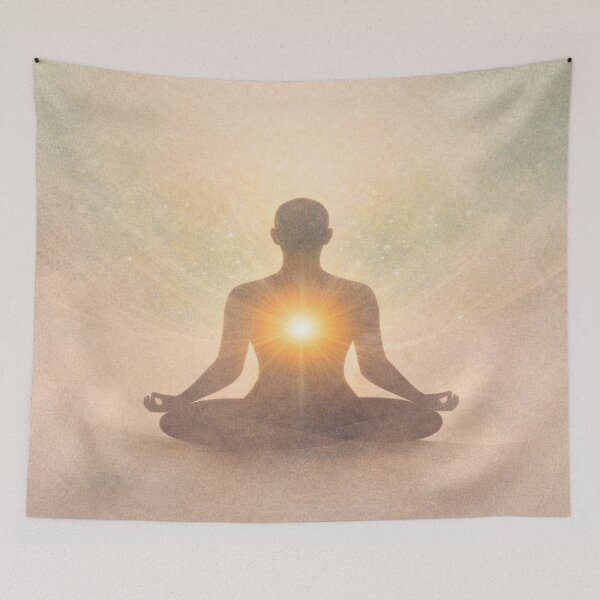 Item preview, Radiant Stillness – Meditative Silhouette with Heart Light designed and sold by Cristhian Almanza.