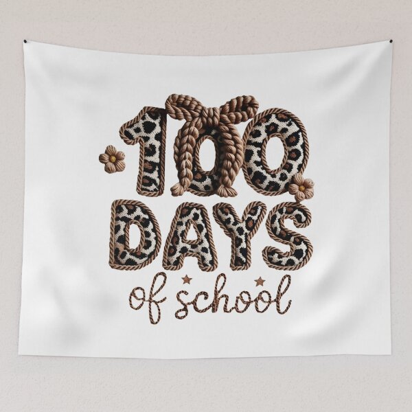 Item preview, 100 Days of School, Leopard Yarn Number Design, Western School, Teacher Graphic, 100th Day designed and sold by DesignDenDo ⭐⭐⭐⭐⭐.