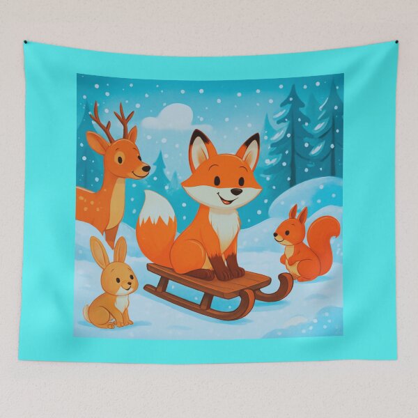 Item preview,  A Fox on a Snow Slide.r. designed and sold by Zofia Sosnecka.