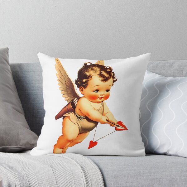 Item preview, Copy of Cute flying baby with wings holding arrows and hearts in a colorful background designed and sold by SpaceartLilu.
