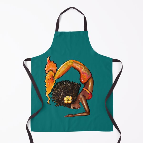 Item preview, Mermaid handstand - orange tail with yellow hibiscus flower in her Afro hair relaxing designed and sold by Artonmytee.