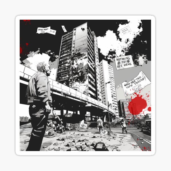 Nothing to See Here Urban Brutalism Protest Collage by iServalan  Glossy Sticker