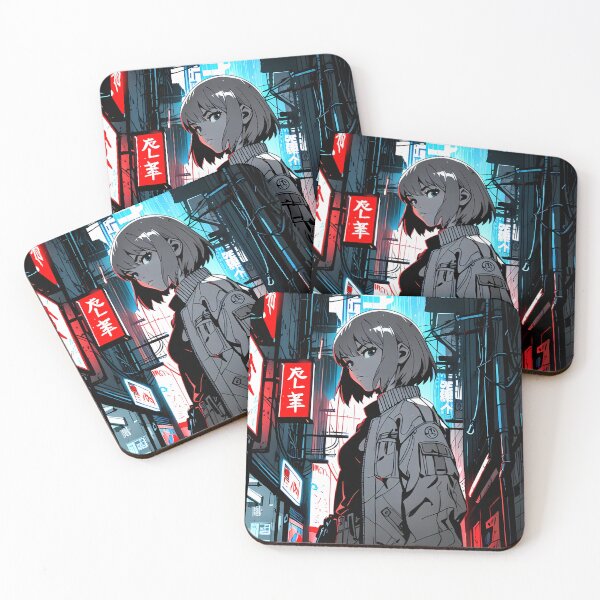 Item preview, Anime Girl Neon City - Tactical Sci-Fi Urban Art designed and sold by ShadowsInk.