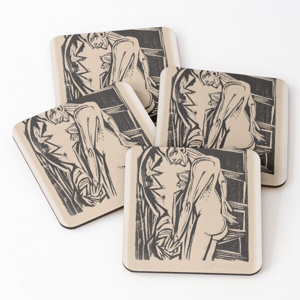Item preview, Ernst Ludwig Kirchner Nude Interior Woodcut designed and sold by LaFabricaArt.