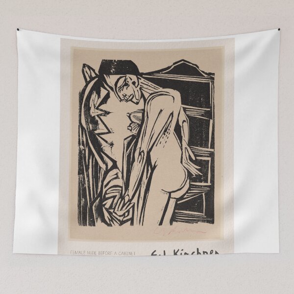 Item preview, Ernst Ludwig Kirchner Nude Interior Woodcut designed and sold by LaFabricaArt.