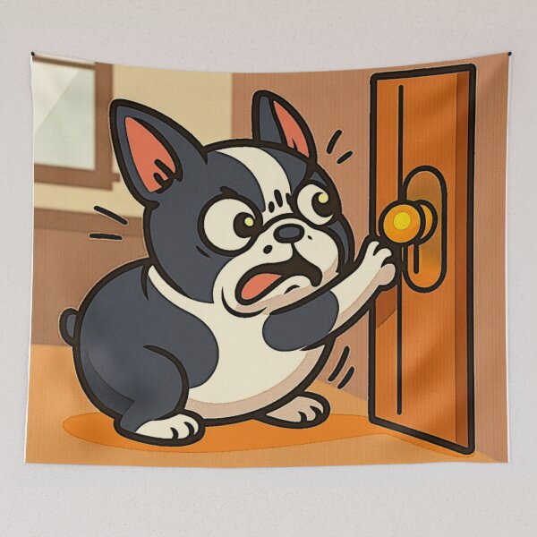 Item preview, Boston Terrier Cartoon Loaf – Dramatic Door Pull designed and sold by LuxuryApparels.