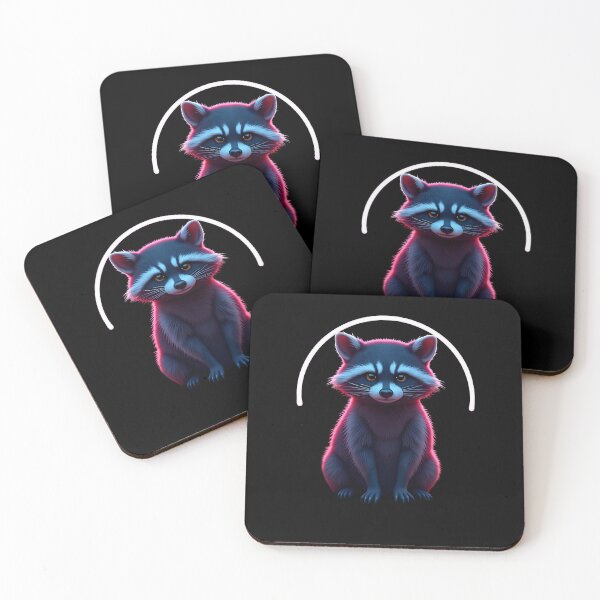 Item preview, Realistic Neon Raccoon Sticker - Synthwave Trash Panda Desert Art designed and sold by The Grumpy Pet Club.