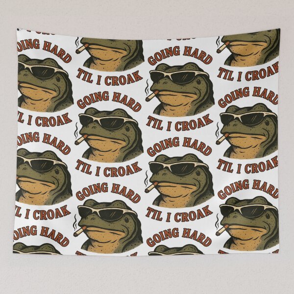 Item preview, Going hard til I croak frog wearing sunglasses meme designed and sold by ChadWizard.