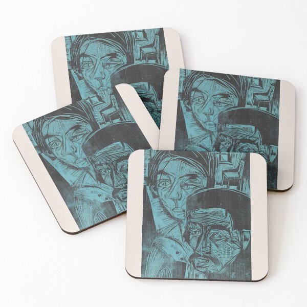 Item preview, Kirchner Peasant Couple Expressionist Woodcut designed and sold by LaFabricaArt.
