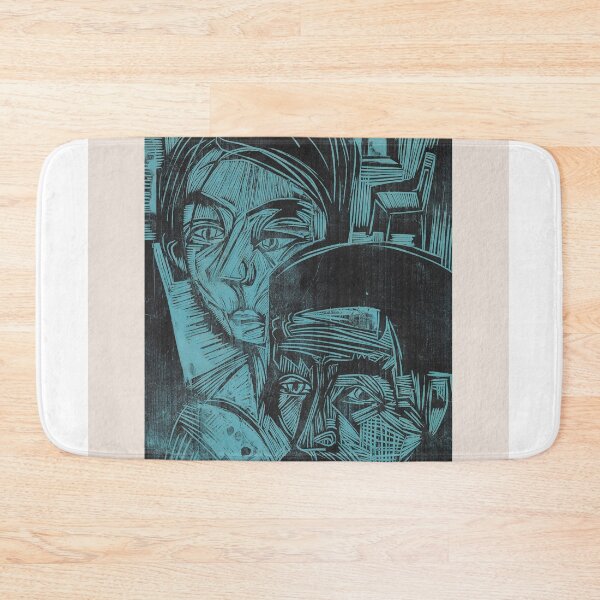 Item preview, Kirchner Peasant Couple Expressionist Woodcut designed and sold by LaFabricaArt.