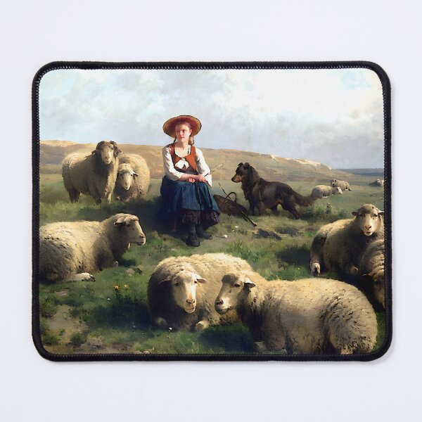 Item preview, Shepherdess with Sheep in a Landscape designed and sold by Jon-Baran.