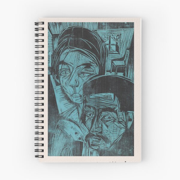 Item preview, Kirchner Peasant Couple Expressionist Woodcut designed and sold by LaFabricaArt.