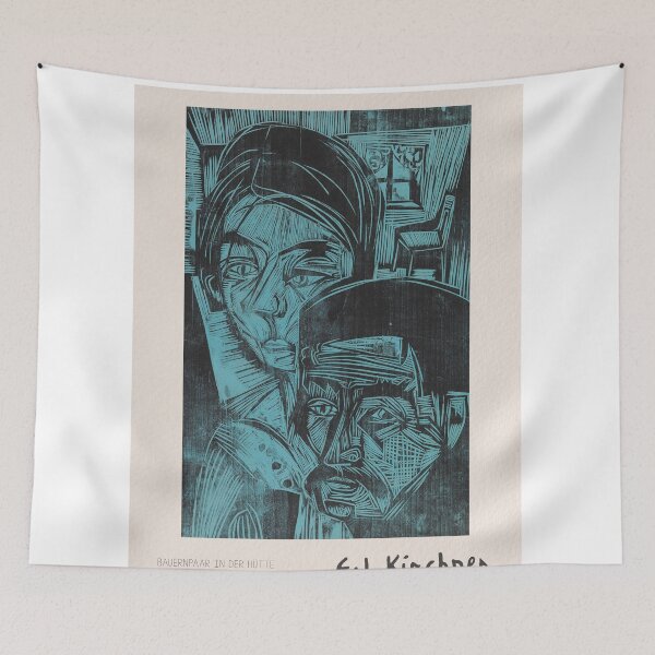 Item preview, Kirchner Peasant Couple Expressionist Woodcut designed and sold by LaFabricaArt.