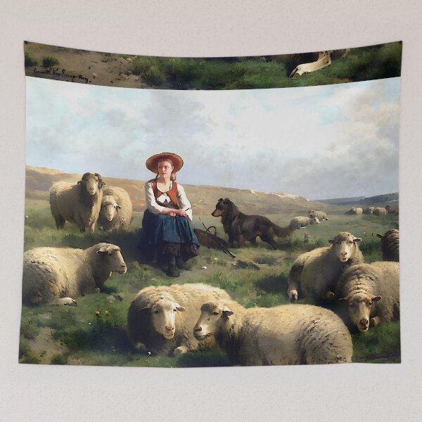 Item preview, Shepherdess with Sheep in a Landscape designed and sold by Jon-Baran.