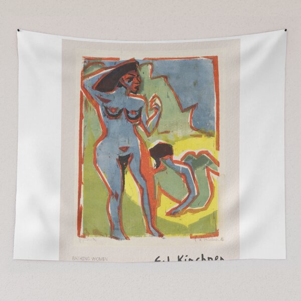 Item preview, Kirchner Bathing Women Expressionist Nude designed and sold by LaFabricaArt.