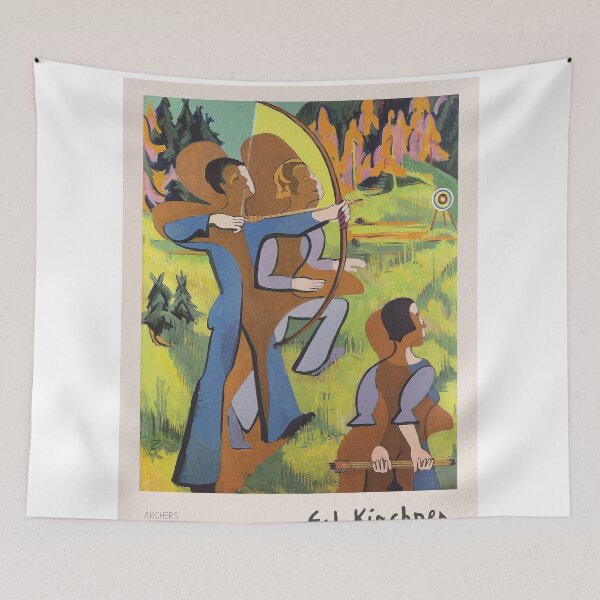 Item preview, Kirchner Archers Expressionist Landscape Art designed and sold by LaFabricaArt.