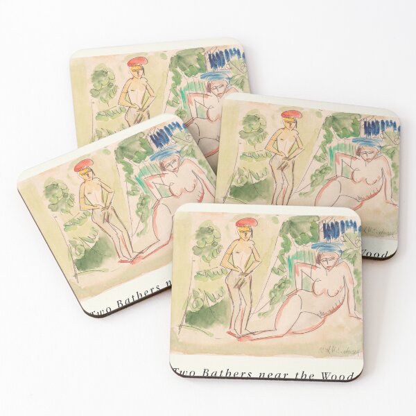 Item preview, Kirchner Two Bathers Expressionist Drawing designed and sold by LaFabricaArt.