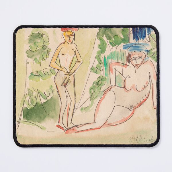 Item preview, Kirchner Two Bathers Expressionist Drawing designed and sold by LaFabricaArt.