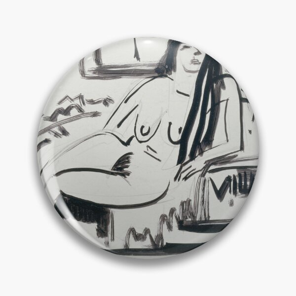Item preview, Kirchner Lying Nude Expressionist Drawing designed and sold by LaFabricaArt.