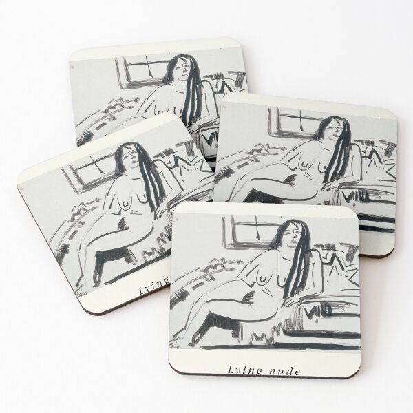Item preview, Kirchner Lying Nude Expressionist Drawing designed and sold by LaFabricaArt.