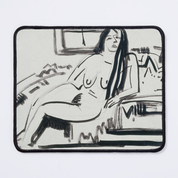 Item preview, Kirchner Lying Nude Expressionist Drawing designed and sold by LaFabricaArt.