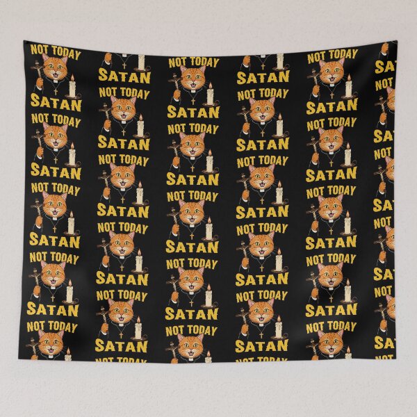 Item preview,  Not Today Satan Funny Cat Priest Exorcism designed and sold by TeeARTHY.