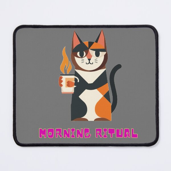 Item preview, Morning Ritual Cat Coffee Illustration designed and sold by MarcoTs12 ⭐⭐⭐⭐⭐.