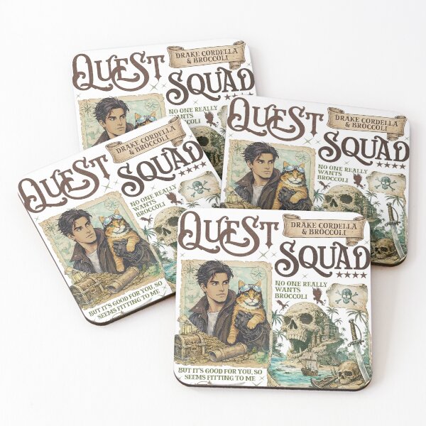 Item preview, Quest Squad Onyx Storm Broccoli Cat Drake Cordella Fantasy Reader designed and sold by Sapocheart.